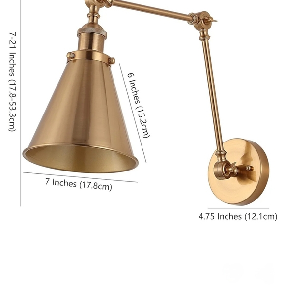 2 brass finish adjustable wall scones - Picture 4 of 6